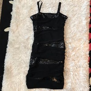 Skin Tight Black Dress With Glitter